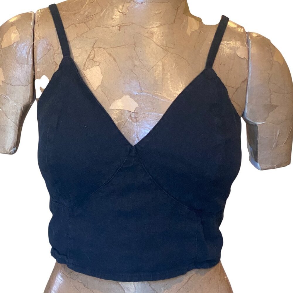 Women's Slim Fit Linen Blend Tank Top Universal Thread Sz‎ L Black #51Q